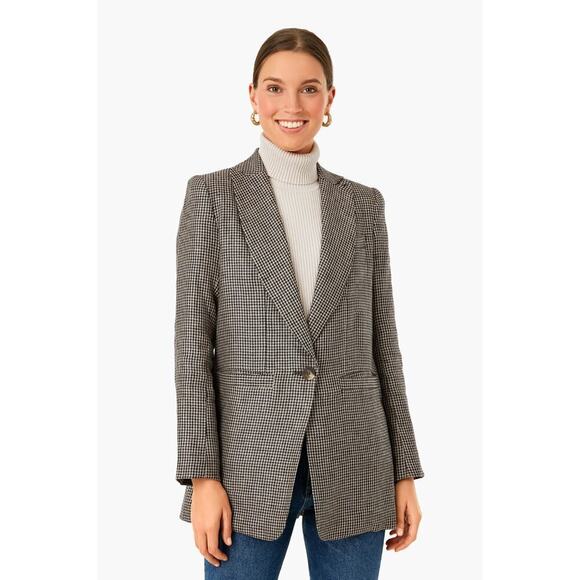 Emerson Fry Jackets & Blazers - Emerson Fry Tuckernuck Dinner Jacket Blazer Brown Houndstooth Linen Buttton 4